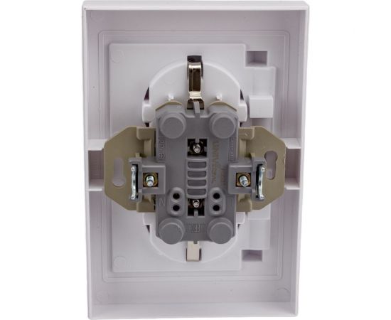 Двухместная розетка UNIVersal серия афина с/з с прозрачной крышкой, с/у, 16а, 220в, белая еврослот A0031 – изображение 2