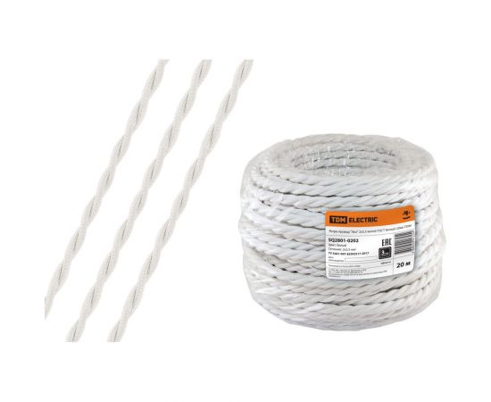 Ретро провод TDM ""Эко"" 2x2,5 витой ГОСТ белый 20м SQ2801-0202 