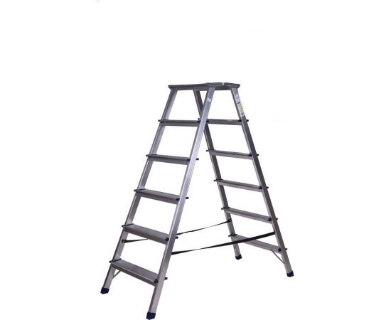 Алюминиевая двухсторонняя стремянка с мини-платформой STAIRS 6 ступеней АМР 206 