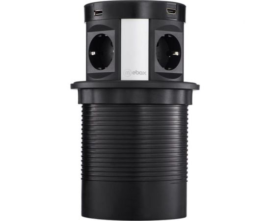 Блок розеток Mebax 107J 4 секции, серебро+черный, полуавтоматический, d=120мм, 2 USB+2 HDMI 00-00001465 