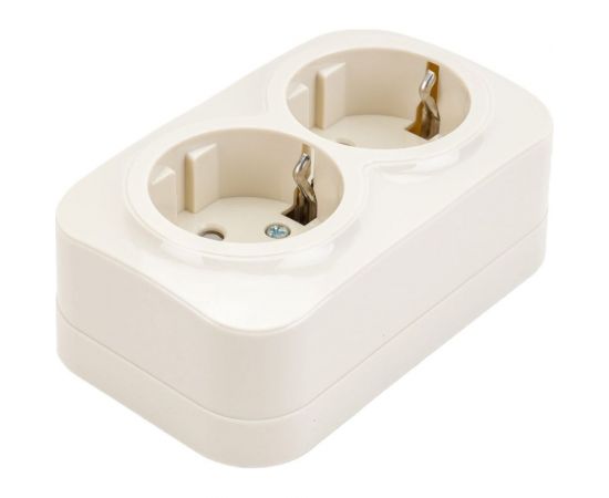 2-ая розетка IEK РСш22-3-ХК с з/к и з/ш о/у 16А GLORY кремовый ERH24-K33-16 – изображение 4