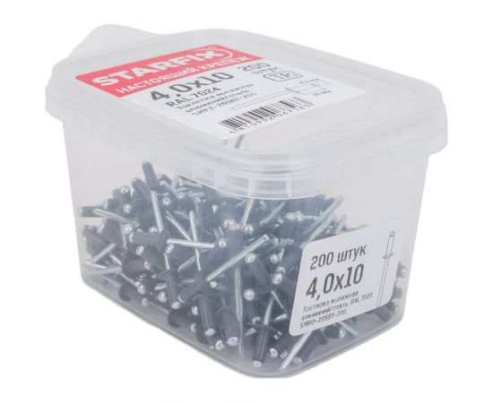 Вытяжная заклепка STARFIX 4,0x10 мм, алюминий-сталь, RAL 7024, 200 шт. SMP2-28587-200 – изображение 4