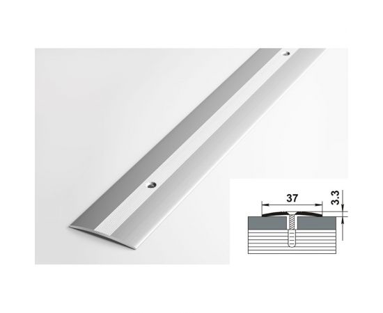 Порог прямой алюминиевый (37 мм, 1,35 м, анодированный, Серебро) ЛУКА УТ000000044 – изображение 2