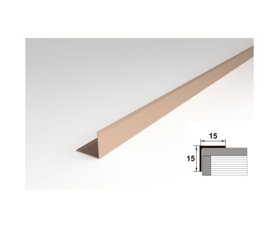 Угловой профиль ЛУКА алюминиевый, анодированный, 15х15х1 мм, 2,7 м, 5 шт./уп. шампань УТ000027594 – изображение 2