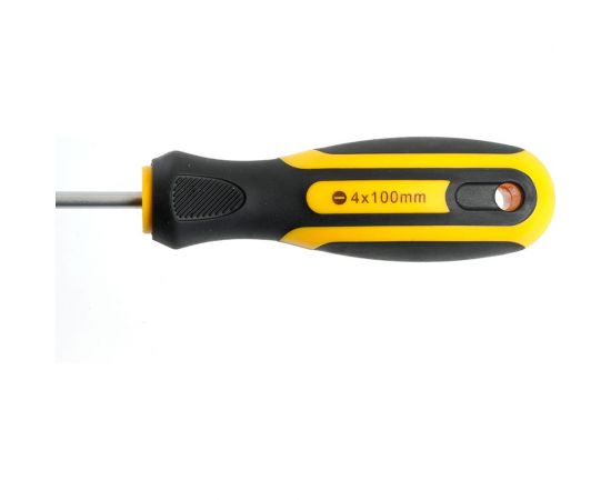 Шлицевая отвертка STEKKER sl 4.0x100 мм cr-v, двухкомпонентная рукоятка sdm-sl40-100 , 39772 – изображение 6