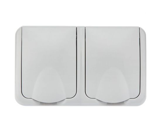 Двойная накладная розетка KRANZ горизонтальный блок с/з IP54 16А серая KR-78-0806 – изображение 4