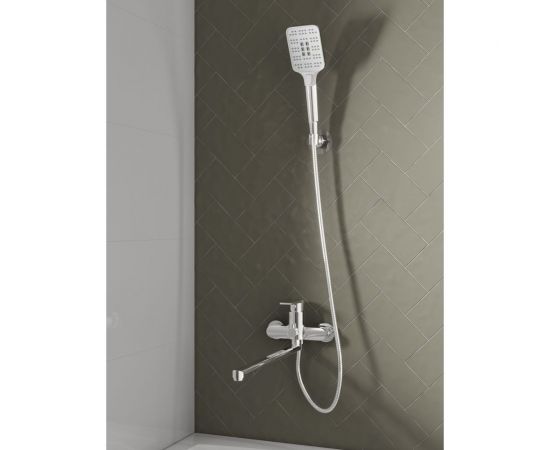 Душевой гарнитур Cersanit FERRO держатель лейки, 3 режима, шланг 150 металл, квадрат 64085 – изображение 2