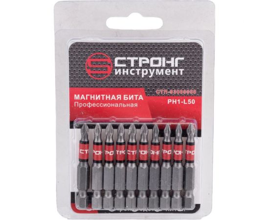 Набор магнитных бит (10 шт; РН1х50 мм; 1/4"") Strong СТП-93000050 