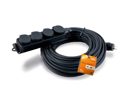 Удлинитель с колодкой Партнер-электро MultiSeason 4гнезда, с заземлением, КГт 3x1,5 16А 10м IP44 ZS118C-410BL 