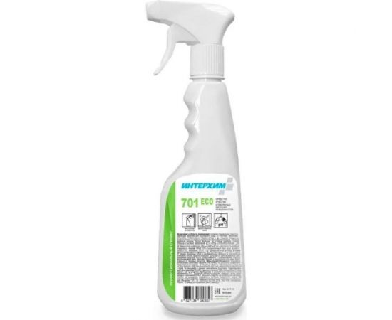 Средство очистки стеклянных и др. гладких поверхностей ИНТЕРХИМ 701 ECO 0.5 л, со спрей-насадкой ih77105 