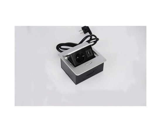 Выдвижной встраиваемый розеточный блок SETE на 1 EURO розетки и 2 USB SBT-1UC-80 