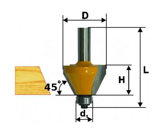 Фреза кромочная конусная (31.8х13 мм; 45°; хвостовик 8 мм) по дереву Энкор 9235 