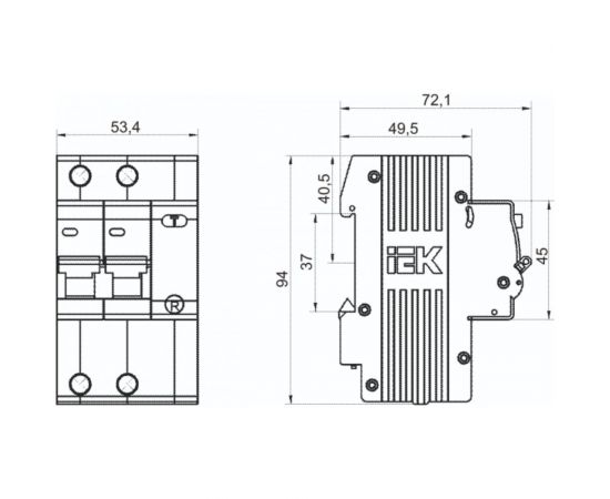 Дифференциальный автомат IEK АД12 2Р B25 30мА ИЭК MAD10-2-025-B-030 – изображение 2