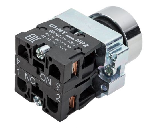 Кнопка управления CHINT NP2-BA45 без подсветки красная 1НЗ +1НО IP40 573764 – изображение 3