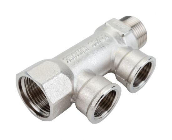 Коллектор никелированный (3/4""; 2 х 1/2"") Valtec VTc.550.N.0502 62538 – изображение 2