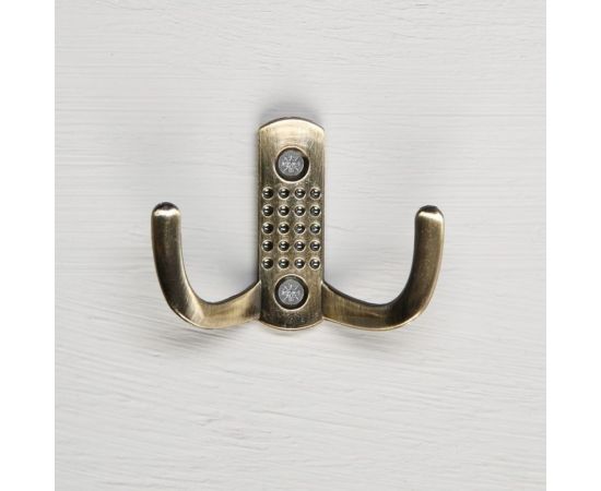 Мебельный крючок ТУНДРА KM202AB, двухрожковый, цвет бронза 1866170 – изображение 2