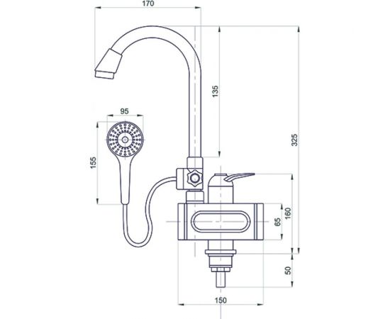 Смеситель-водонагреватель для умывальника mixline проточного типа WH-004 3,3 кВт, УЗО 544219 – изображение 4