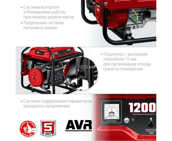 Бензиновый генератор ЗУБР 1200 Вт СБ-1200 – изображение 17