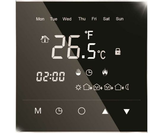 Терморегулятор для теплого пола IQWATT IQ THERMOSTAT BLACK DIAMOND программируемый, с зеркальным сенсорным дисплеем 407 