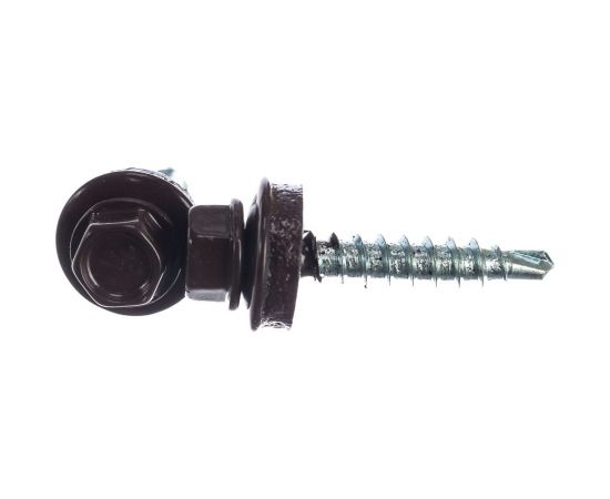 Саморезы для крепления кровельных материалов к деревянной обрешетке Зубр цвет RAL 8017 (шокол.-коричн.), оцинк., 4,8x29 мм, 2500 шт 4-300310-48-029-8017 