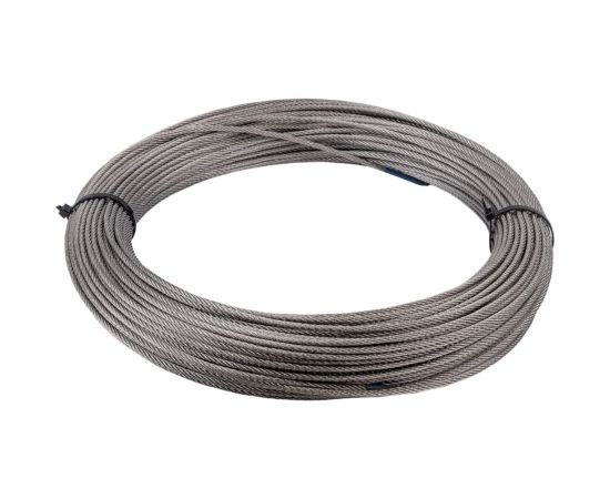 Нержавеющий трос KREPFIELD 3 мм, сталь А2, плетение 7x7, средней мягкости, 70 м 8379А2ТРОС3ММ-70 