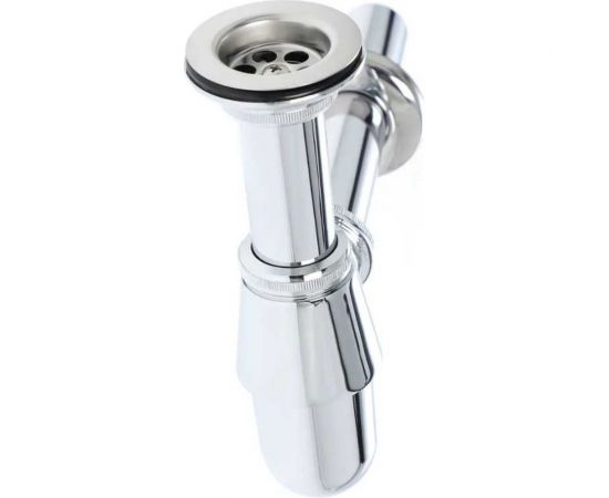 Хромированный сифон Wirquin с выпуском, с отводом и розеткой, латунь SL213 – изображение 4