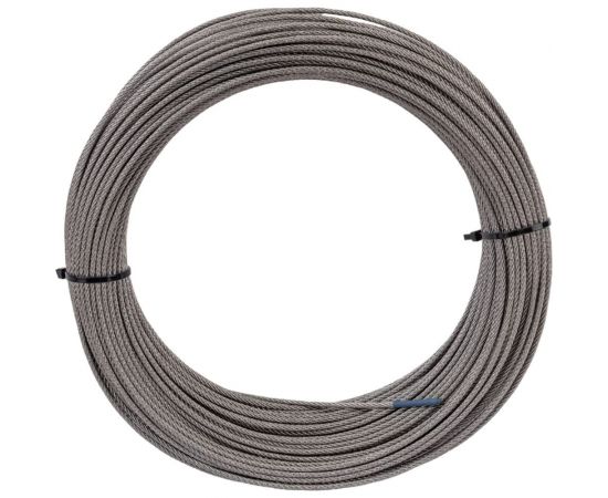 Нержавеющий трос KREPFIELD 3 мм, сталь А2, плетение 7x7, средней мягкости, 70 м 8379А2ТРОС3ММ-70 – изображение 2