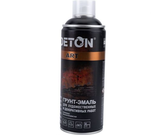 Грунт-эмаль для художественных и декоративных работ DETON черный, матовый, аэрозоль 520 мл DTN-A70668 – изображение 2