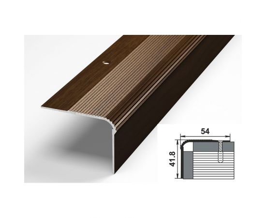Порог угловой алюминиевый декоративный (54х41,8 мм, 1,35 м, Венге) ЛУКА УТ000005160 – изображение 2