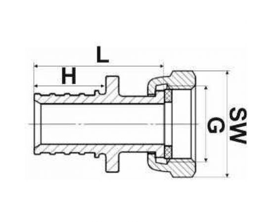 Муфта с накидной гайкой SINIKON латунь, 20(2.8)х3/4"" FA200403 – изображение 3