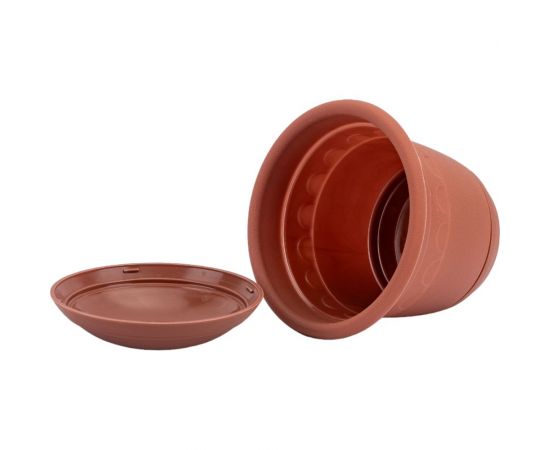 Горшок Martika Колывань 0.45л, диам. 11 см, терракотовый, с поддоном С91Т – изображение 2