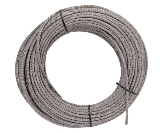 Нержавеющий трос KREPFIELD 6 мм, сталь А2, плетение 7x7, средней мягкости, 50 м 8379А2ТРОС6ММ-50 – изображение 3