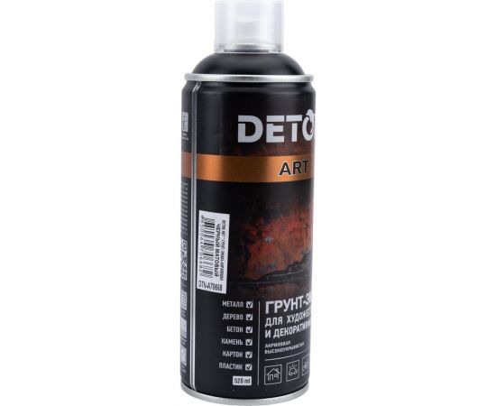 Грунт-эмаль для художественных и декоративных работ DETON черный, матовый, аэрозоль 520 мл DTN-A70668 – изображение 3