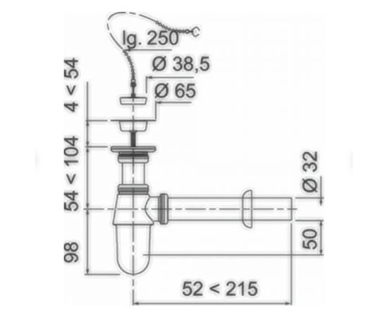 Хромированный сифон Wirquin с выпуском, с отводом и розеткой, латунь SL213 – изображение 2