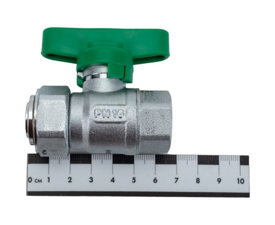 Шаровой кран FAR хром, с обратным клапаном, 1/2ВР - 3/4"" накидная гайка, бабочка, зеленый FS 3047 12VC – изображение 2
