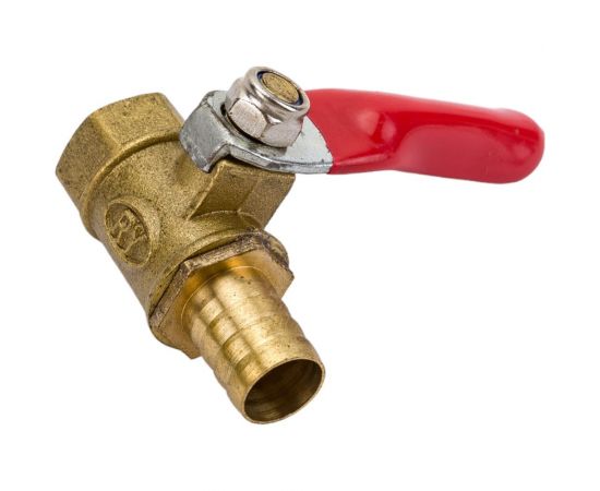 Кран шаровый внутренняя резьба 1/4""M на елочку 10 мм, латунь Pegas pneumatic 4418 