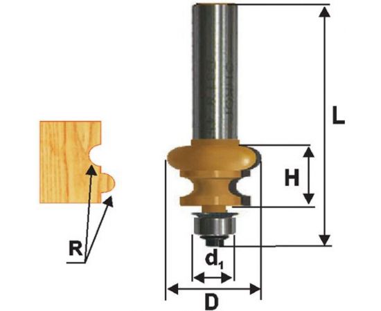 Фреза кромочная фигурная (25.4х16 мм; R 3.2 мм; хвостовик 8 мм) по дереву Энкор 10692 
