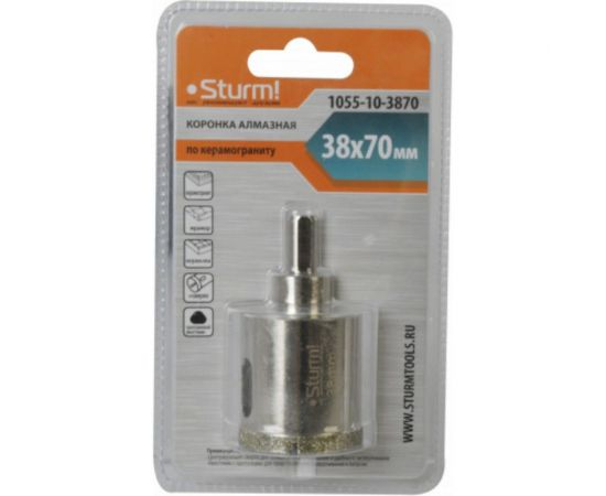 Коронка алмазная (38х70 мм; хв-к с проточкой) Sturm 1055-10-3870 