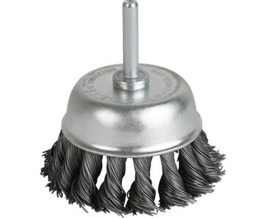 Щетка чашечная плетеная с хвостовиком 62 мм, проволока - INOX 0.50 мм DeBever DB80163416 