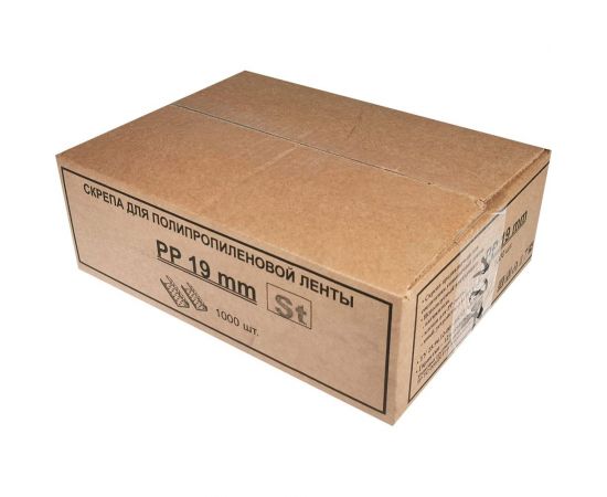 Стальная скрепа КОРДЛЕНД 19x27x0,5 для ПП ленты 19 мм, 1000 шт. PP-19 KREP-00127 – изображение 3
