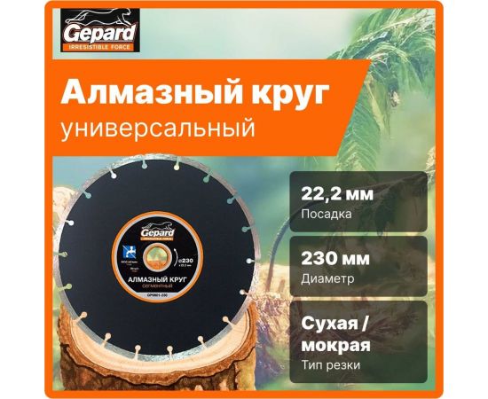 Круг алмазный сегментированный 230х22 мм Gepard GP0801-230 – изображение 2