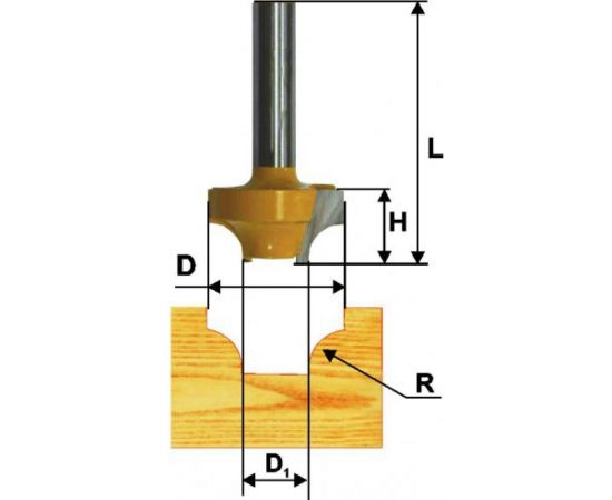 Фреза пазовая фасонная (38.1х19 мм; R 12.7 мм; хвостовик 8 мм) по дереву Энкор 9293 – изображение 3