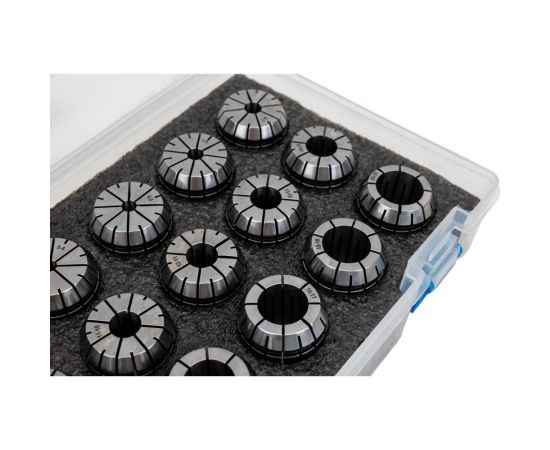 Набор цанг ER32 из 18 шт.: 3; 4; 5; 6; 7; 8; 9; 10; 11; 12; 13; 14; 15; 16; 17; 18; 19; 20 мм SOVIS 5779 – изображение 7