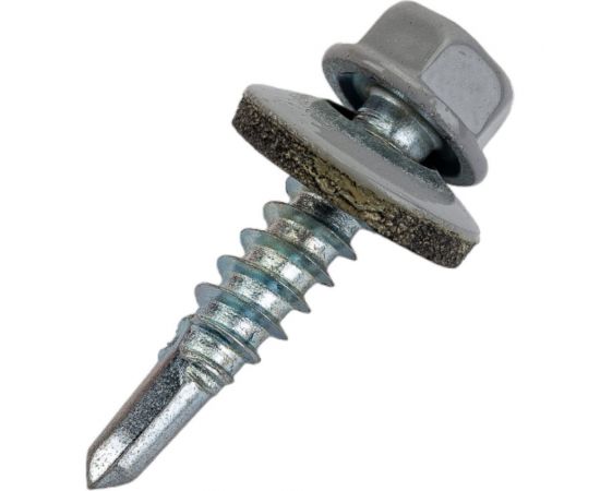 Кровельный саморез STARFIX 5,5x25 мм, цинк, шайба с прокладкой, PT3, RAL 7004, 250 шт. SMC3-64493-250 – изображение 3