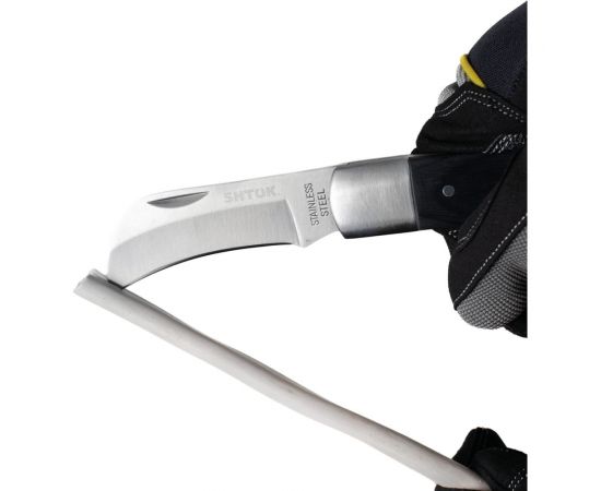 Большой складной нож для снятия изоляции SHTOK с изогнутым лезвием №2 14202 – изображение 4