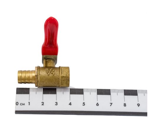 Кран шаровый внутренняя резьба 1/4""M на елочку 10 мм, латунь Pegas pneumatic 4418 – изображение 2