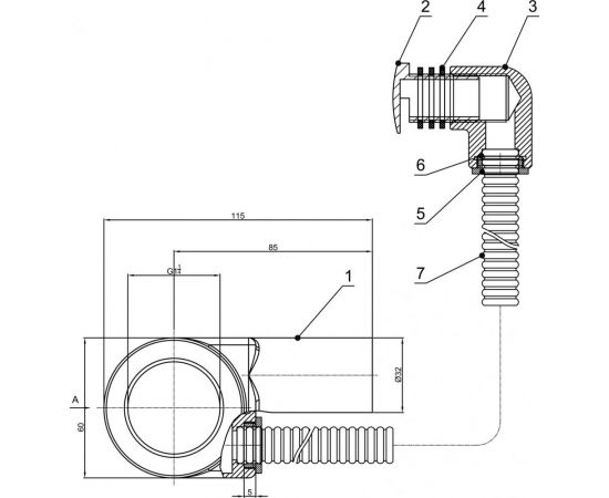 Хромированный сифон для раковины Kopfgescheit KG-A100 – изображение 2