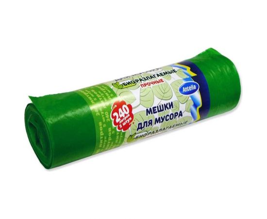 Мешки для мусора ПРОЧНЫЕ 240 л, 5 шт, bio-LDPE, 40 мкм, биоразлагаемые ANTELLA 25334 
