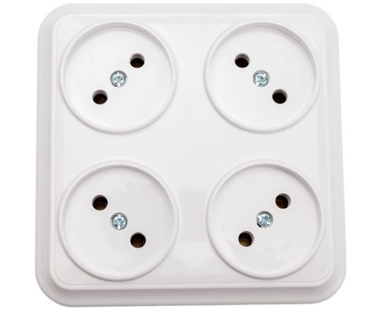 Розетка Bylectrica 4-местная ОУ, квадратная, серия ВАРИАНТ, белый, РА16-0191 