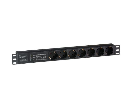 Блок розеток ExeGate ServerPro PDU-19H701 Al-7S-C14-SPD3, 19, 1U, алюминий, 7 Schuko, С14, SPD3 280836 